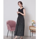 ブラック(019) | 【ウエストゴム／洗濯機OK】異素材コンビワンピース | ITS'DEMO