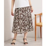 ブラウン(143) | 【手洗い可／後ろウエストゴム】ラメスト単色花柄スカート | ITS'DEMO