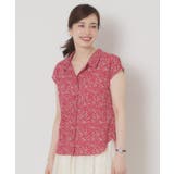 レッド(161) | 【洗濯機OK】シャーリング小花ブラウス | ITS'DEMO