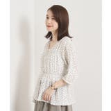 【手洗い可】花柄シャーリング前開きブラウス | ITS'DEMO | 詳細画像4 