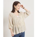 【手洗い可】花柄シャーリング前開きブラウス | ITS'DEMO | 詳細画像9 