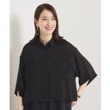ブラック(019) | 【手洗い可】シアー短丈シャツ | ITS'DEMO