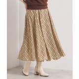 ライトベージュ(151) | 【手洗い可／ウエストゴム】シアーチェックフレアスカート | ITS'DEMO