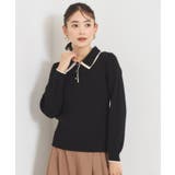 ブラック(019) | 2枚衿配色リブニット | ITS'DEMO
