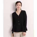 ブラック(019) | 前開きペプラムニット | ITS'DEMO