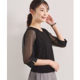 ブラック(019) | 【手洗い可】袖シアーニット | ITS'DEMO