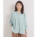 ミントグリーン(021) | 【手洗い可】サテン7分袖ブラウス | ITS'DEMO