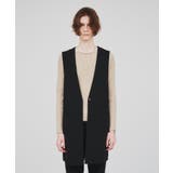 ブラック(019) | 【セットアップ/手洗い可】カットジョーゼットノーカラージレベスト | cloenc