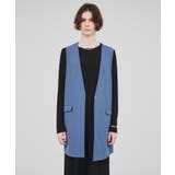 ブルー(093) | 【セットアップ/手洗い可】カットジョーゼットノーカラージレベスト | cloenc