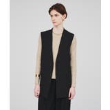 ブラック(019) | 【マシンウォッシュ】ノーカラーミドルジレ | cloenc
