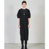 ブラック(019) | 【手洗い可】バルーンスリーブストレートワンピース | cloenc