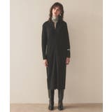 ブラック(019) | 【手洗い可】スキッパーリブニットワンピース | cloenc