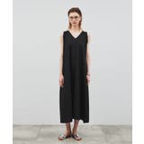 ブラック(019) | 【手洗い可】サテンドレープワンピース | cloenc