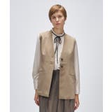 グレージュ(050) | 【セットアップ／マシンウォッシュ】ツイルフレアジレ | cloenc