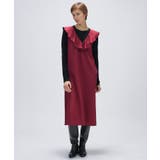 ボルドー(064) | 【オケージョン／手洗い可】フリルVネックジャンパースカート | cloenc