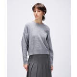 グレー(412) | 【手洗い可】ラメフェザークルーネックニット | cloenc