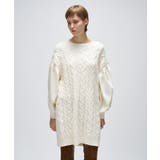 アイボリー(504) | ケーブルニット切り替えワンピース | cloenc