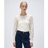 オフホワイト(003) | 【マシンウォッシュ】フラワーレースプルオーバー | cloenc