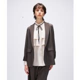 ブラウン(043) | 【セットアップ／手洗い可】ポイントカラーテーラードジャケット | cloenc