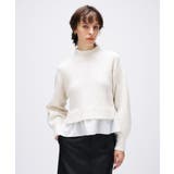 ホワイト(001) | 【手洗い可】ニットドッキングペプラムプルオーバー | cloenc