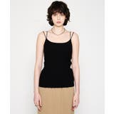 ブラック(019) | 【カップ付き】リブテレコキャミソール | cloenc