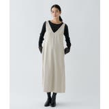 グレージュ(050) | 【手洗い可】Vネックフレアワンピース | cloenc