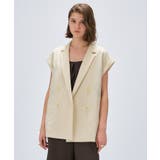 オフホワイト(003) | 【セットアップ／手洗い可】リネンブレンドテーラードジレ | cloenc