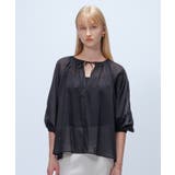 ブラック(019) | 【手洗い可】コットンシフォンシアーブラウス | cloenc