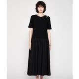 ブラック(019) | 【手洗い可】ドッキングフレアワンピース | cloenc