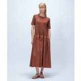 ブラウン(043) | 【手洗い可】ドッキングフレアワンピース | cloenc