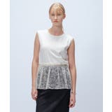 オフホワイト(003) | 【マシンウォッシュ】レースペプラムカットソー | cloenc