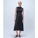 ブラック(019) | ニットドッキングプリーツワンピース | cloenc