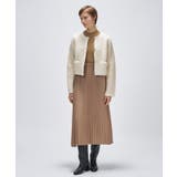 キャメルブラウン(041) | ニットドッキングプリーツワンピース | cloenc