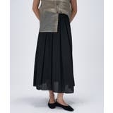 ブラック(019) | 【手洗い可】ワイドプリーツスカート | cloenc