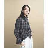 ブラウン(244) | 【2WAY/手洗い可】チェックボウタイブラウス | cloenc