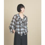 モカブラウン(242) | 【手洗い可】ラッフルフリルブラウス | cloenc
