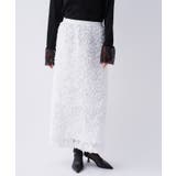 ホワイト(401) | 【オケージョン／手洗い可】フラワーチュールレーススカート | cloenc