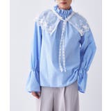 サックスブルー(090) | 【オケージョン／手洗い可】フリルフォルムブラウス | cloenc