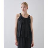 ブラック(019) | 【セットアップ/マシンウォッシュ】ギャザーリボンブラウス | cloenc
