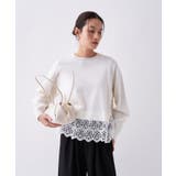 オフホワイト(503) | 【手洗い可】レースドッキングニットプルオーバー | cloenc