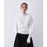 オフホワイト(503) | 【2way／手洗い可】2wayレースパフスリーブニット | cloenc