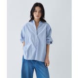 ブルー(392) | 【手洗い可】バックギャザールーズシャツ | cloenc