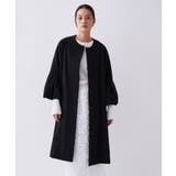 ブラック(019) | 【セットアップ／オケージョン／手洗い可】フレアスリーブミドルコート | cloenc