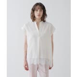 【ひんやり／体型カバー】レースフレンチスリーブ スキッパーブラウス | cloenc | 詳細画像3 