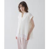 【ひんやり／体型カバー】レースフレンチスリーブ スキッパーブラウス | cloenc | 詳細画像4 