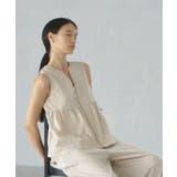 グレージュ(350) | AIRYDRY ストライプペプラムベスト【ひんやり／セットアップ】 | cloenc
