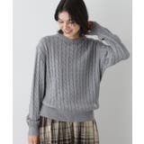 グレー(012) | 【ユニセックス・洗える】クルーネックケーブルニット | Dessin