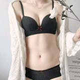 ブラック | トリコットブラ&ショーツセット上下セット サマ-ニット 下着 | PREMINA