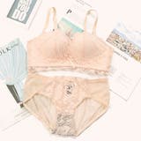 ベージュ | ノンワイヤーレースドレスブラ&ショーツセット上下セット ビスチェ 脇高 | PREMINA
