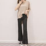 【PT】フロントスリット入りワイドパンツ スリット入りワイドパンツ ブーツカット | PREMINA | 詳細画像4 